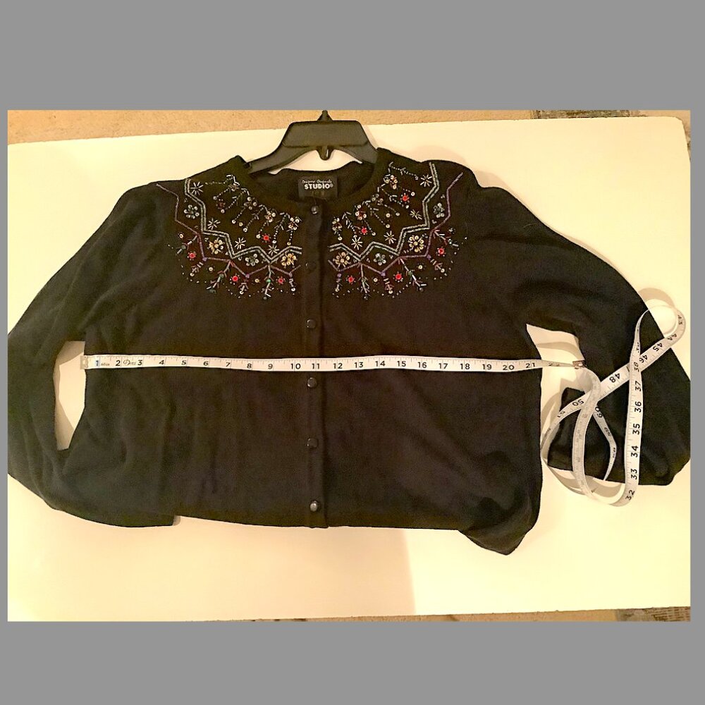 Designer Originals Studio cotton cardigan Sweater -Black Christmas, Size XL